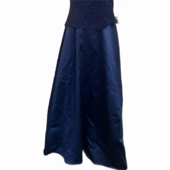 patra navy blue dress Vintage 80s Patra Navy Blue Elegant Party Dress Sz 16 Chiffon Sequined  Applique